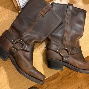 FRYE Brown Harness Leather Boots